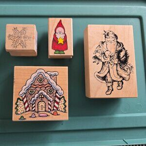 Set of 4 Christmas wooden stamps